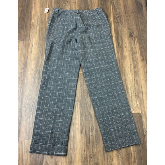 NEW W/TAGS Women Talbots wool plaid grid cuffed flat front dress pants, 10 - Picture 3 of 4